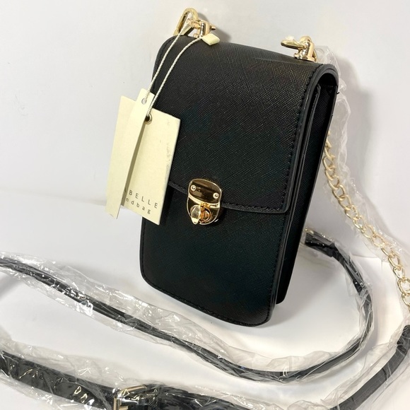 Isabelle Bags Isabelle Black Faux Saffiano Leather Crossbody Bag